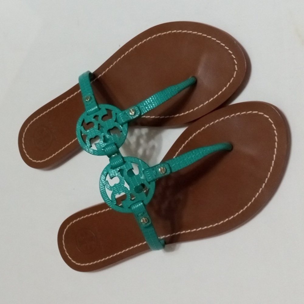Teal Tory Burch Mini Miller Sandals